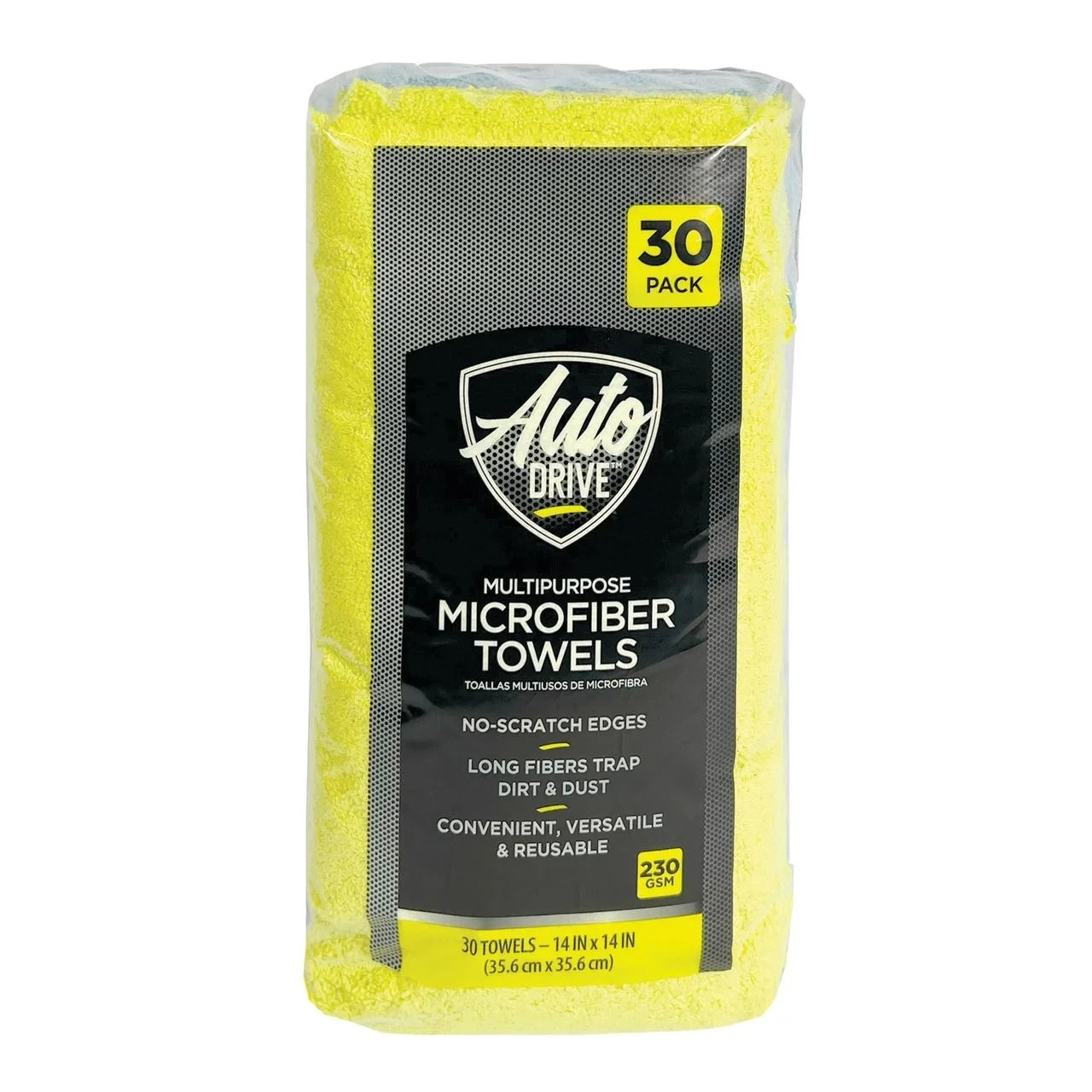 Auto Drive Multipurpose Microfiber Towels, 14 x 14 Inch Multicolor, 30 Pack