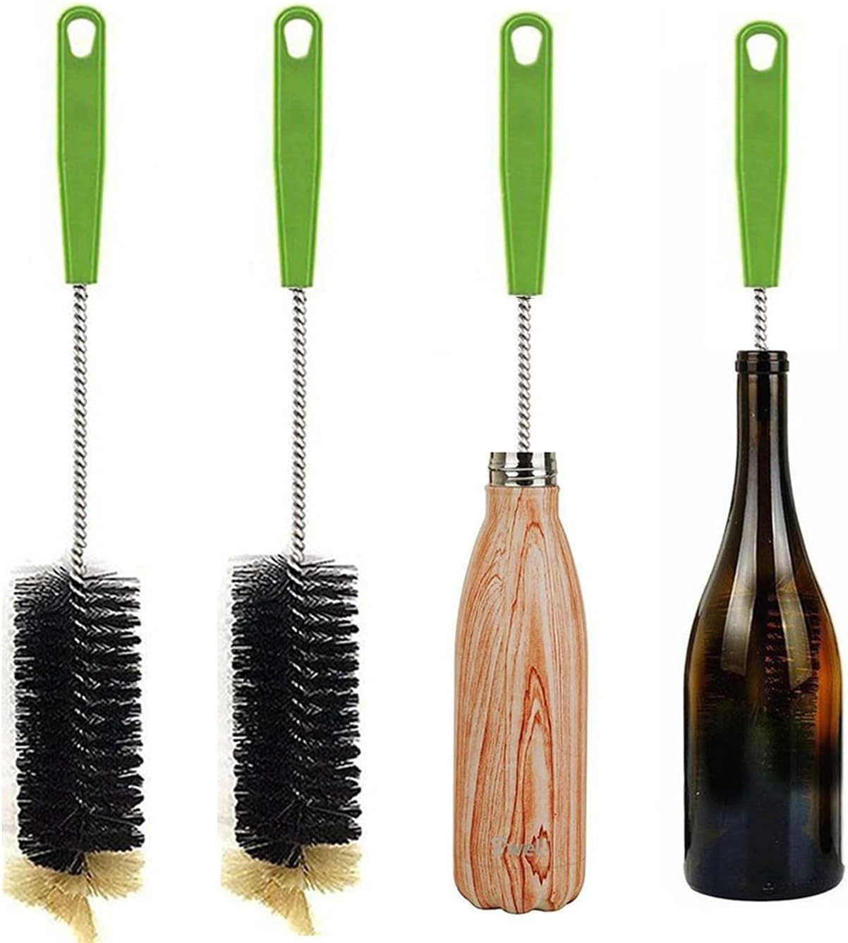 Long Bottle Cleaning Brush 17″ Extra Long Brush for Washing Narrow Black+green