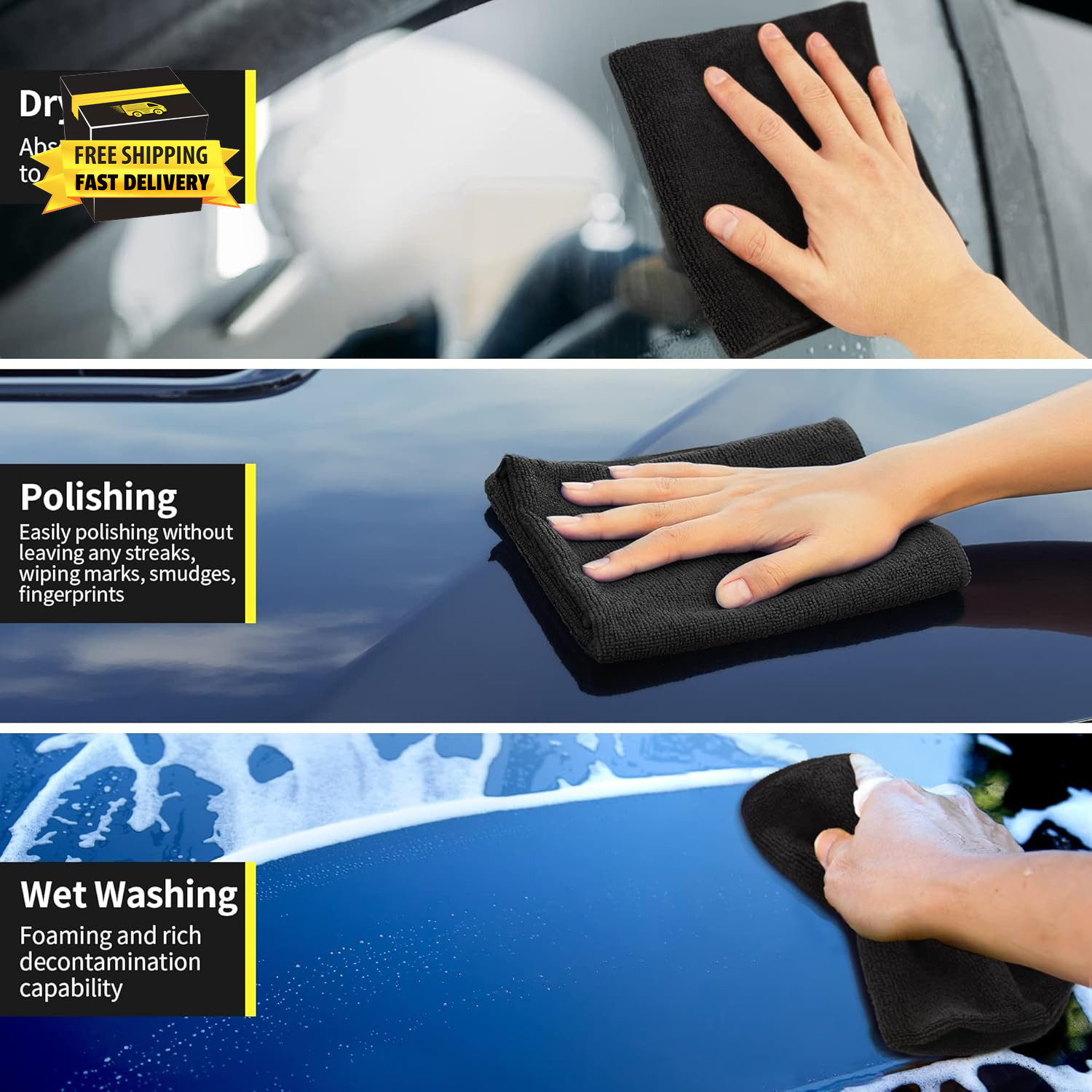 Premium Microfiber Cleaning Cloth, 8 Pack, 12.6″ X 12.6″ Cleaning Towels, Lint-F
