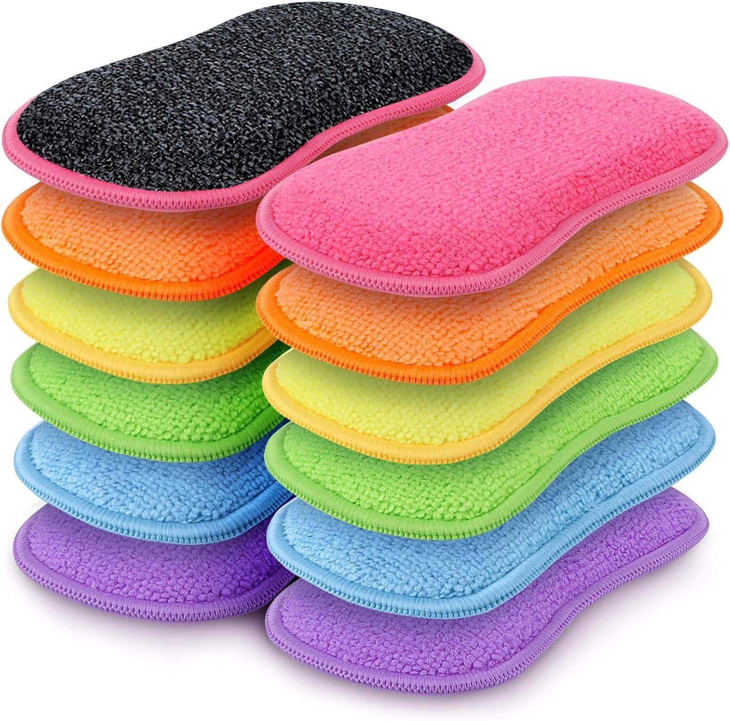 12 Pack Multi-Purpose Scrub Sponges Kitchen, Dish Sponge, Non-Scratch Microfi…
