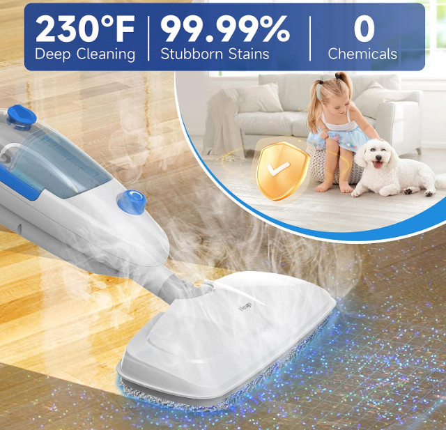 Limpiador vapor suelos duros ligero con pads lavables y altura ajustable