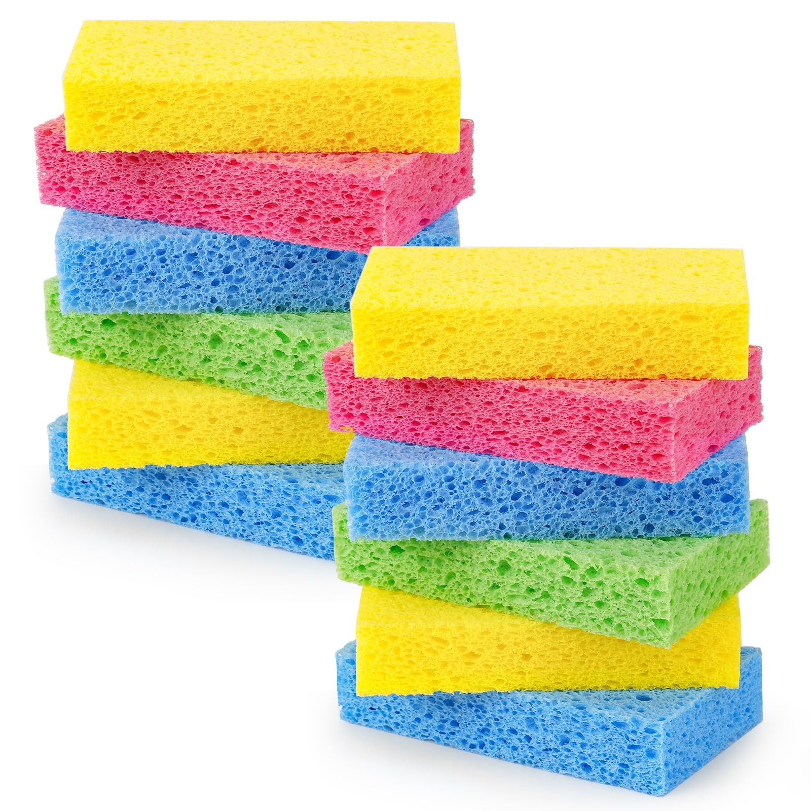Temede 12-Count Cellulose 12 Count (Pack of 1), Yellow, Blue, Green, Pink