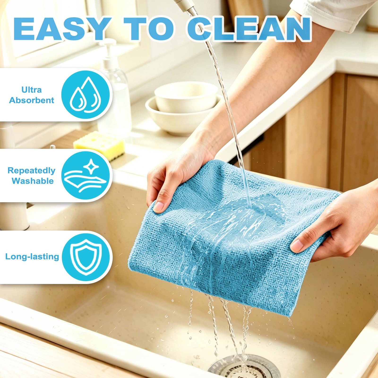 55 Pack Microfiber Cleaning Cloth Roll, Tear Away Reusable Paper Towels, 11″ …