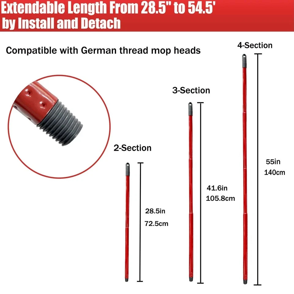 Mop Handle for Ocedar, Spin Mop Handle for O Cedar 4-Section 28.5-to-55inch M…