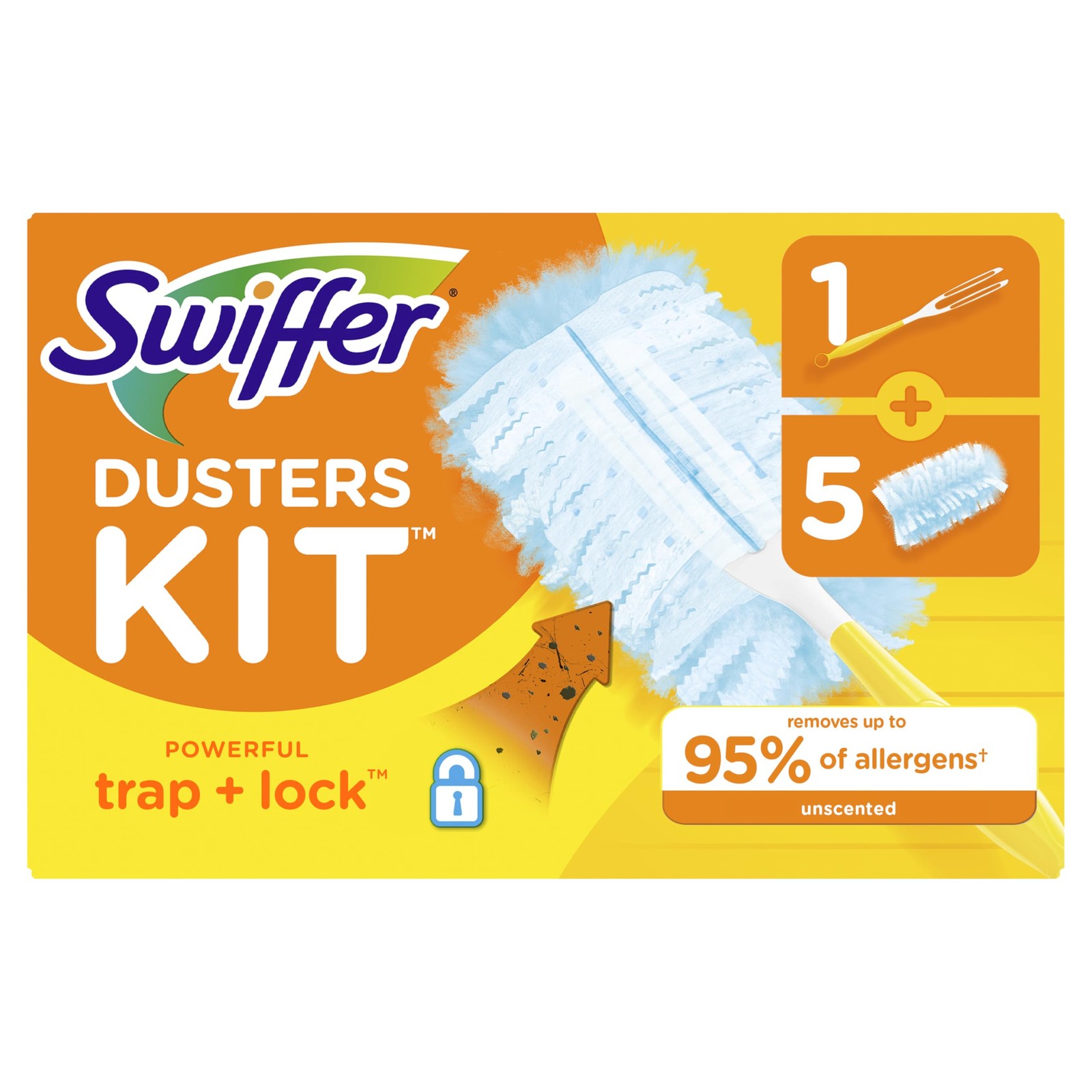 Swiffer Dusters Starter Kit, Kit Includes 1 Handle and 5 6 Piece Set, Yellow