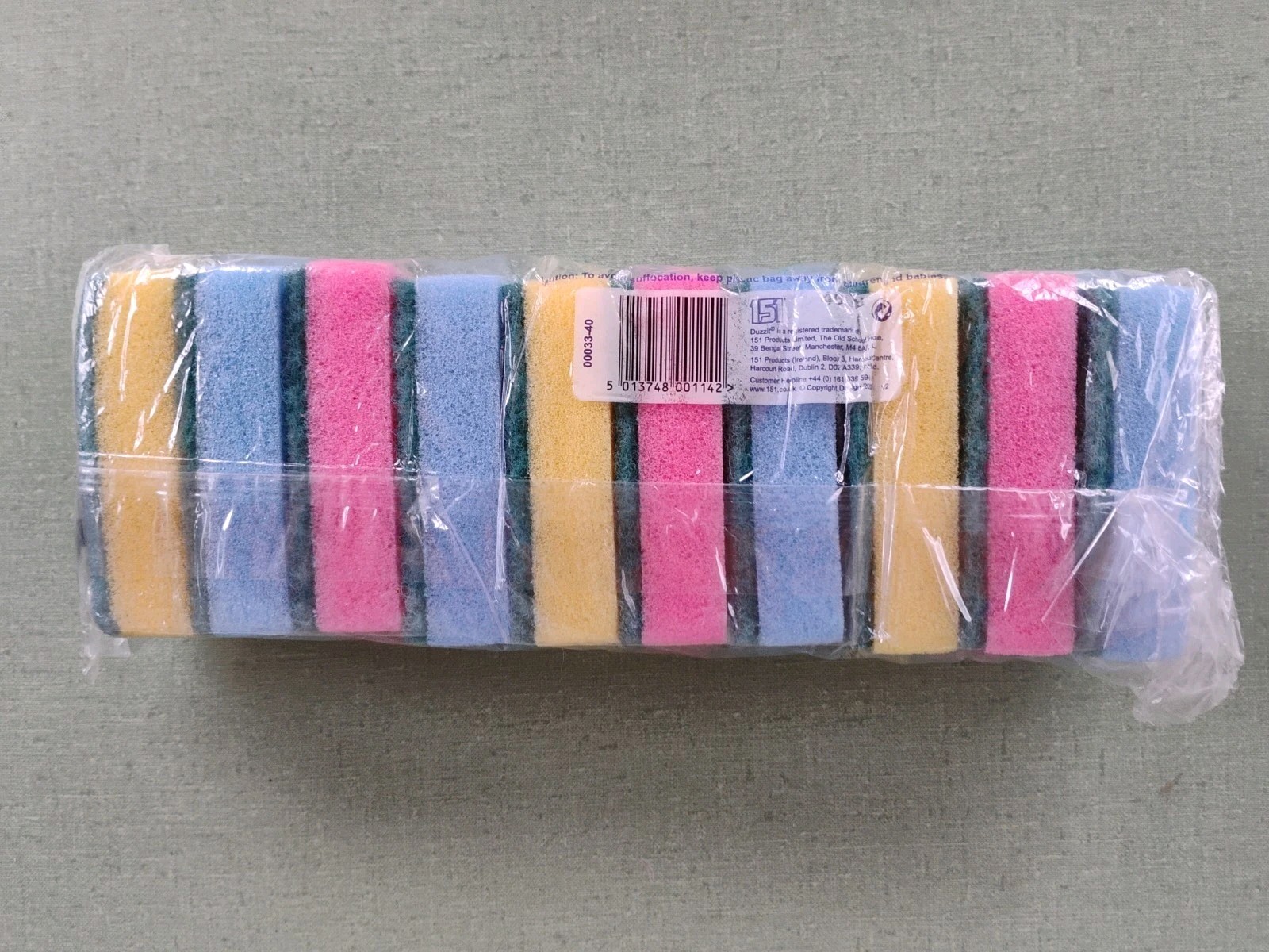 Duzzit Multi-Colored Sponge Scourers Pack of 10