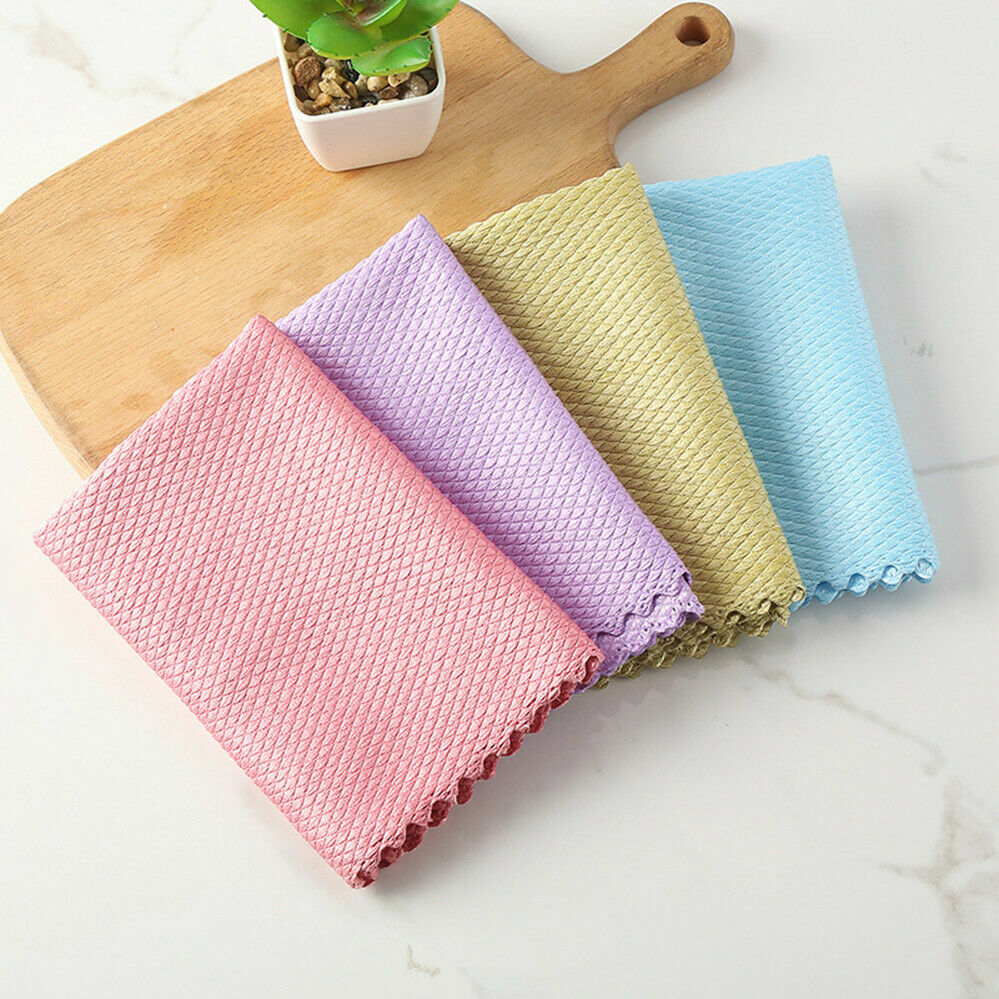 5PCS Kitchen Microfibre Nano Dish Washing Window Glass Cleaning Cloths Scale