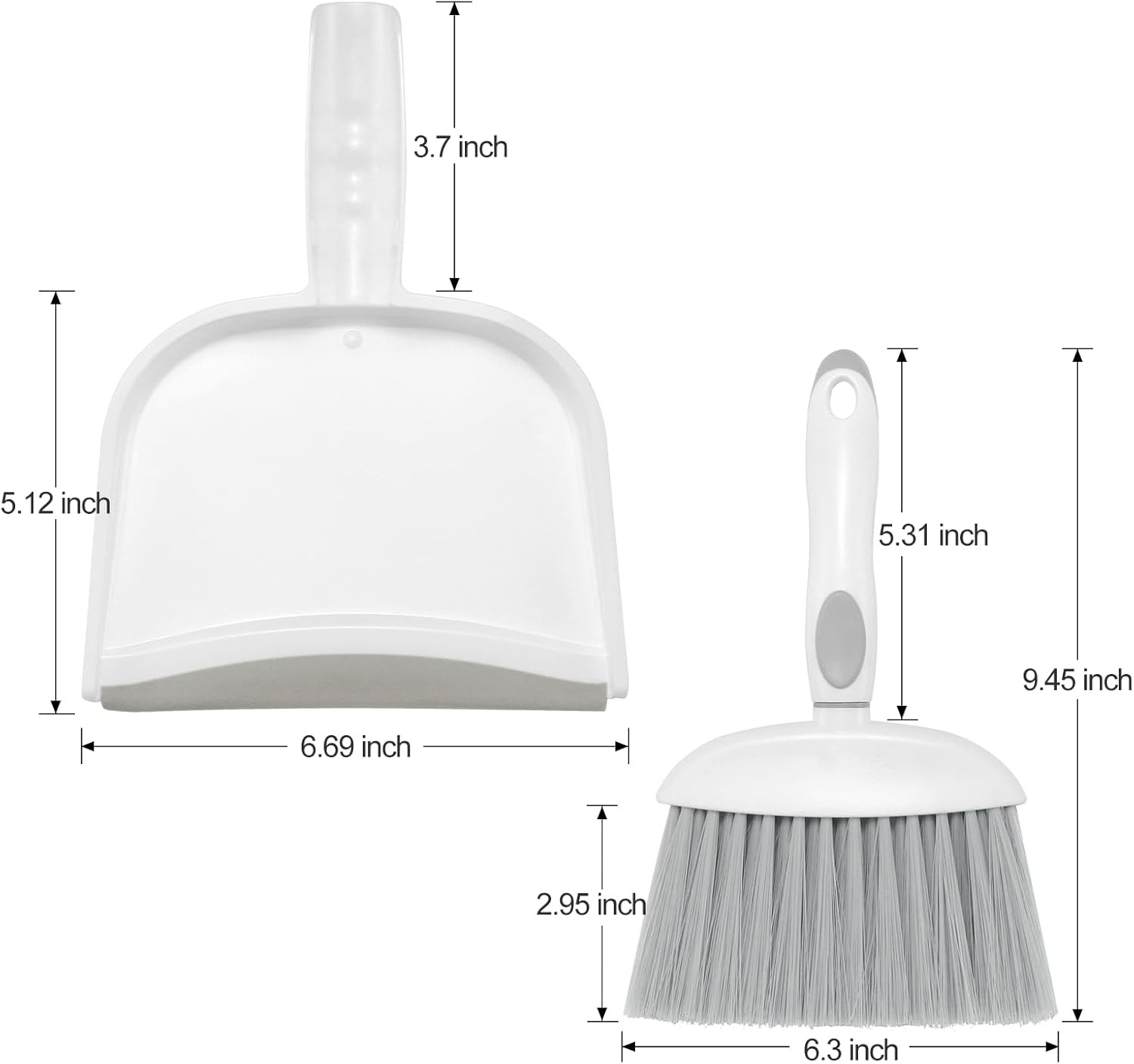 NACENA Small Dust Pan and Brush Set, Mini Broom 1-Pack, Grey White