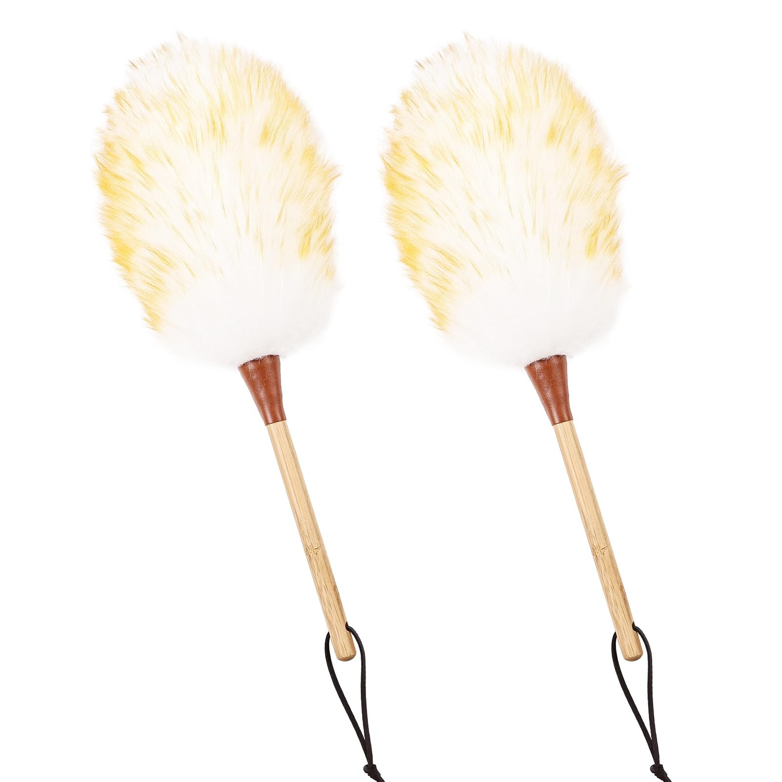 MehelloFeather Natural Lambswool Duster 16 Inch Handheld with 16inch, Yellow