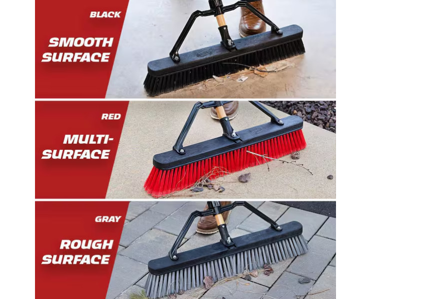 Push Broom Set 36 In. Smooth Surface with Brace & Steel Grip Handle Heavy duty