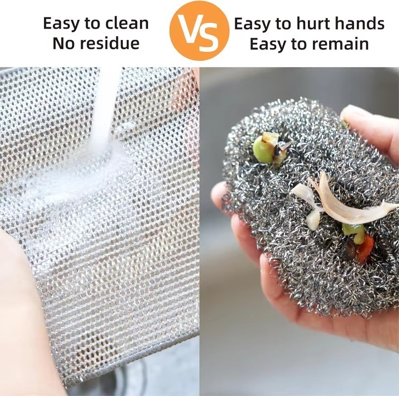 20/1pcs Magic Cleaning Cloth Thickened Double -sided Metal Steel Wire Rags Kitch