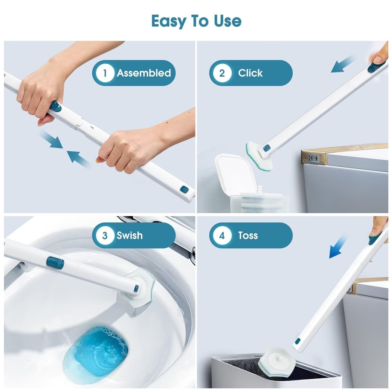 Disposable Toilet Brush with 48 PCS Refills, Disposables Toilets Cleaning Sys…