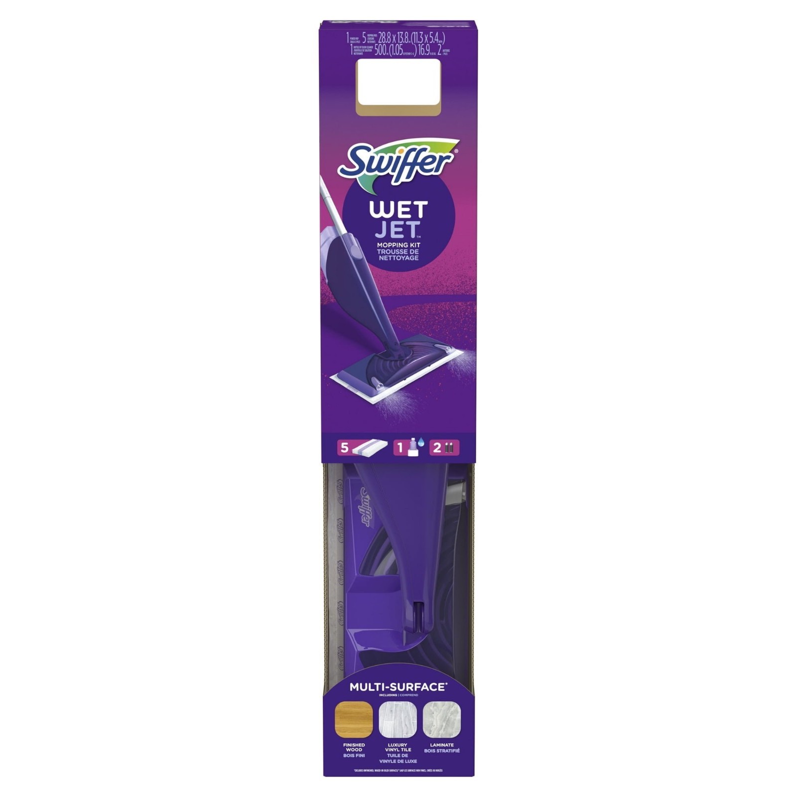 Swiffer WetJet Mop Kit w/ Solution, 5 Pads & Battery Unscented