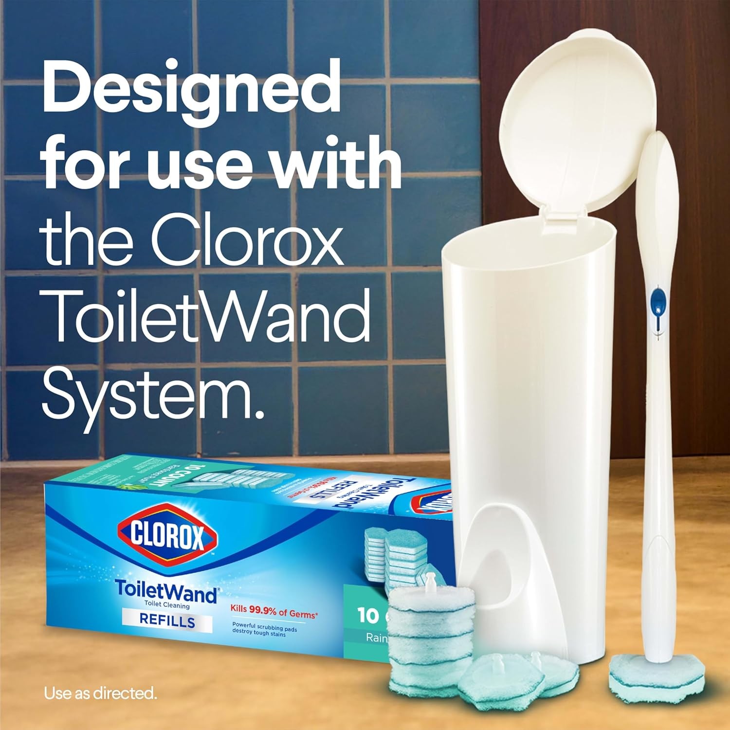 ToiletWand Toilet Cleaner Refills, Toilet brush, Rainforest Rush, 10 Ct