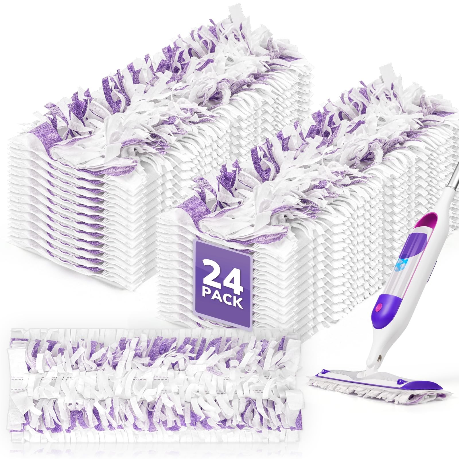 AIR U 24 Pack Disposable Power Mop Pads Refills for Swiffer Power Mop Unscented