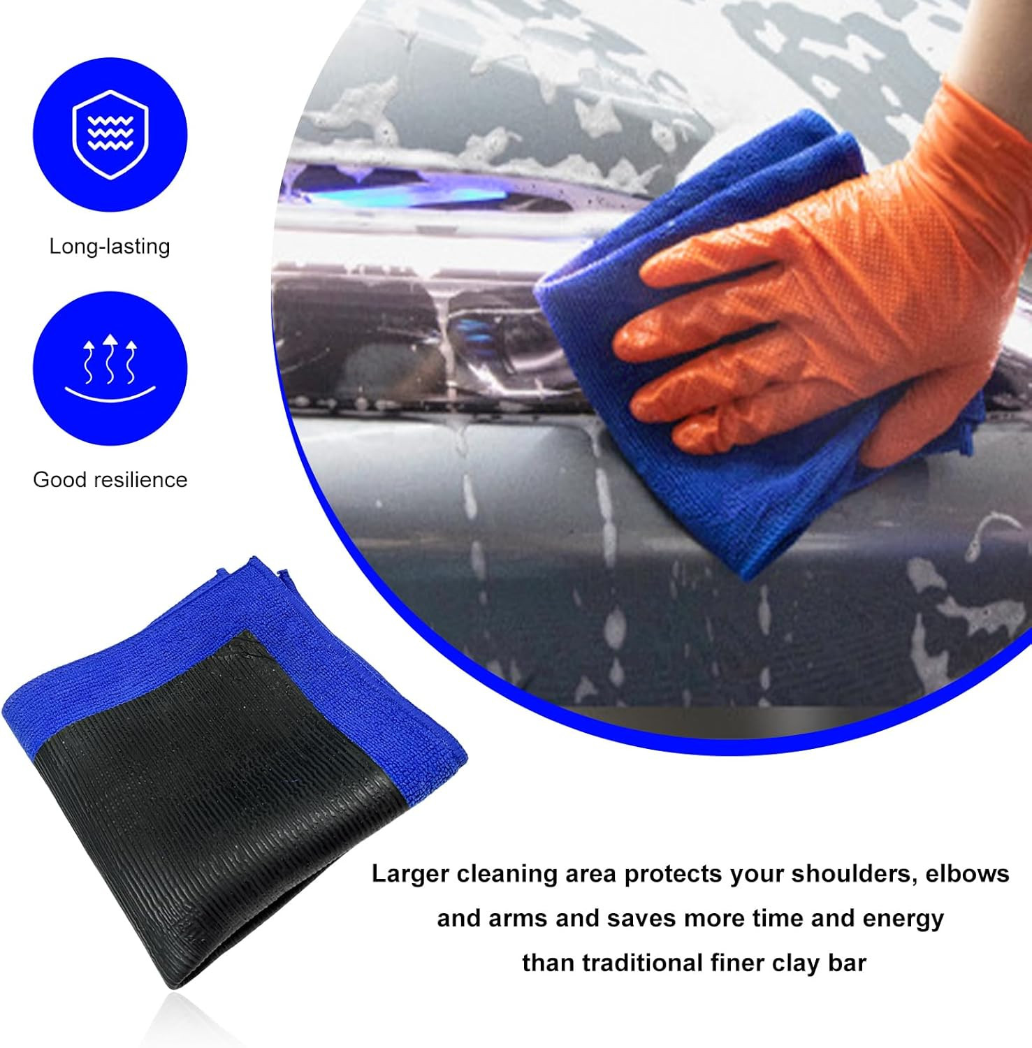 Clay Towel, 12″×12″ Fine Grade Microfiber Clay Bar Alternative Scratch-Free
