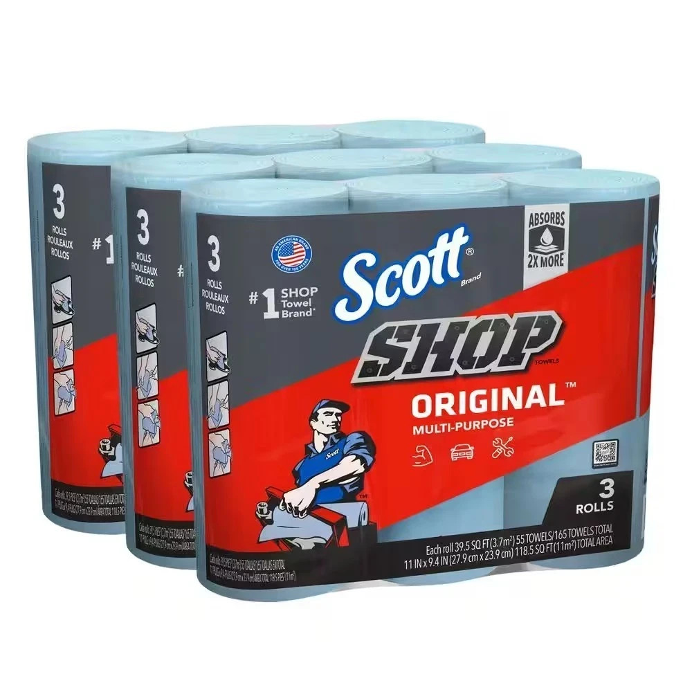 Scott Blue Shop Towel Cleaning Wipes 3-Pack Bundle of 3 Roll