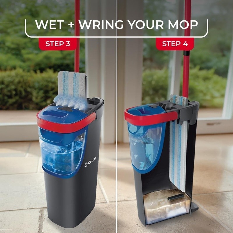Dual-Tank Floor Mop Compact Lightweight Telescopic Handle Reusable Pad New