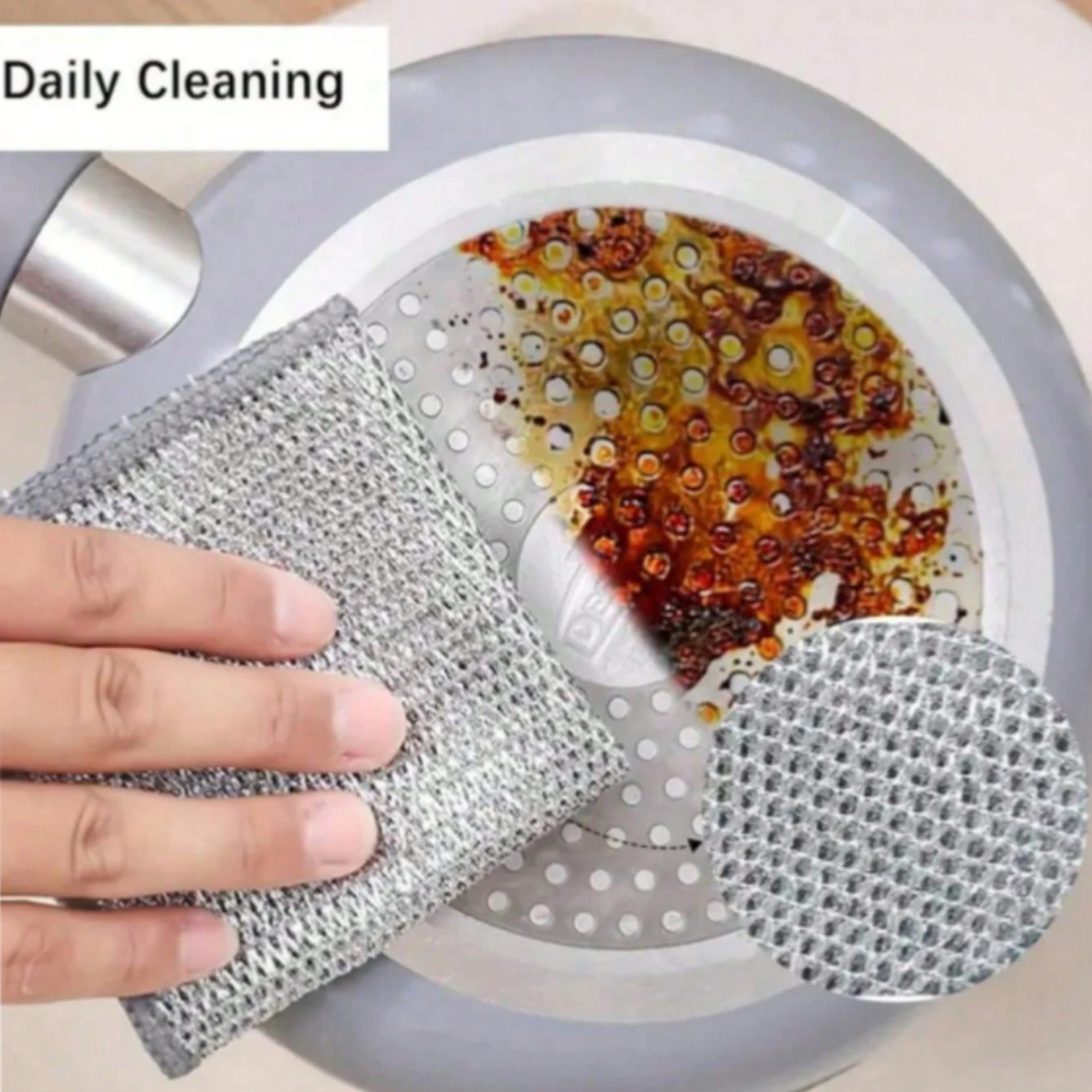 10PCS Metal Mesh Dish Scrubber Pads Reusable Wire Cleaning Cloth Kitchen Rags US