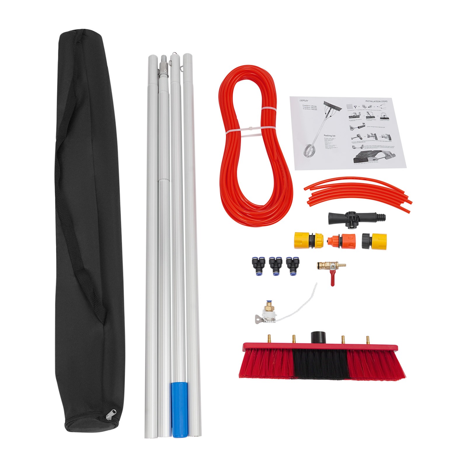 4m Solar Panel Cleaning Brush Outdoor Window Adjustable Pole Cleaning Kit