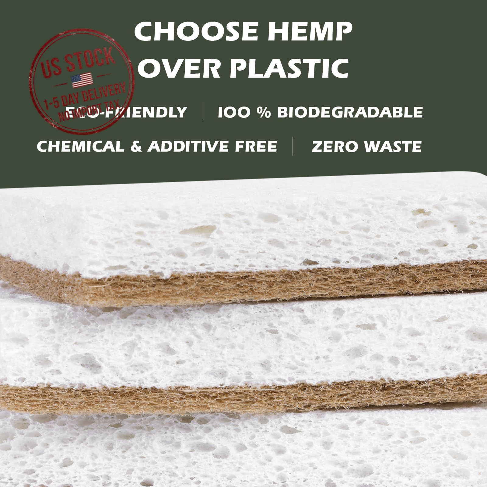 12 Count Plant Based Kitchen Sponges Natural Sisal Hemp Dish Cleaning Sponge