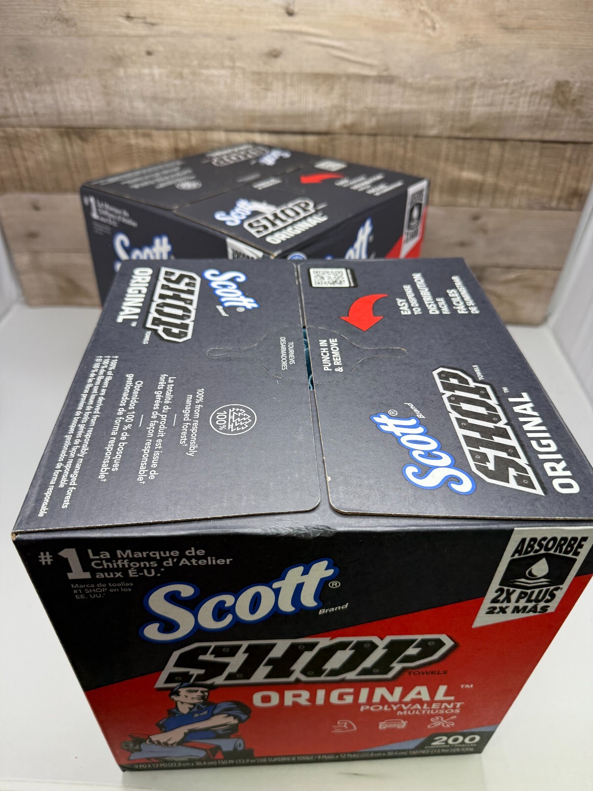 Scott Shop Towels Original Blue Pop-Up Dispenser Box 200 Towels 2 Packs