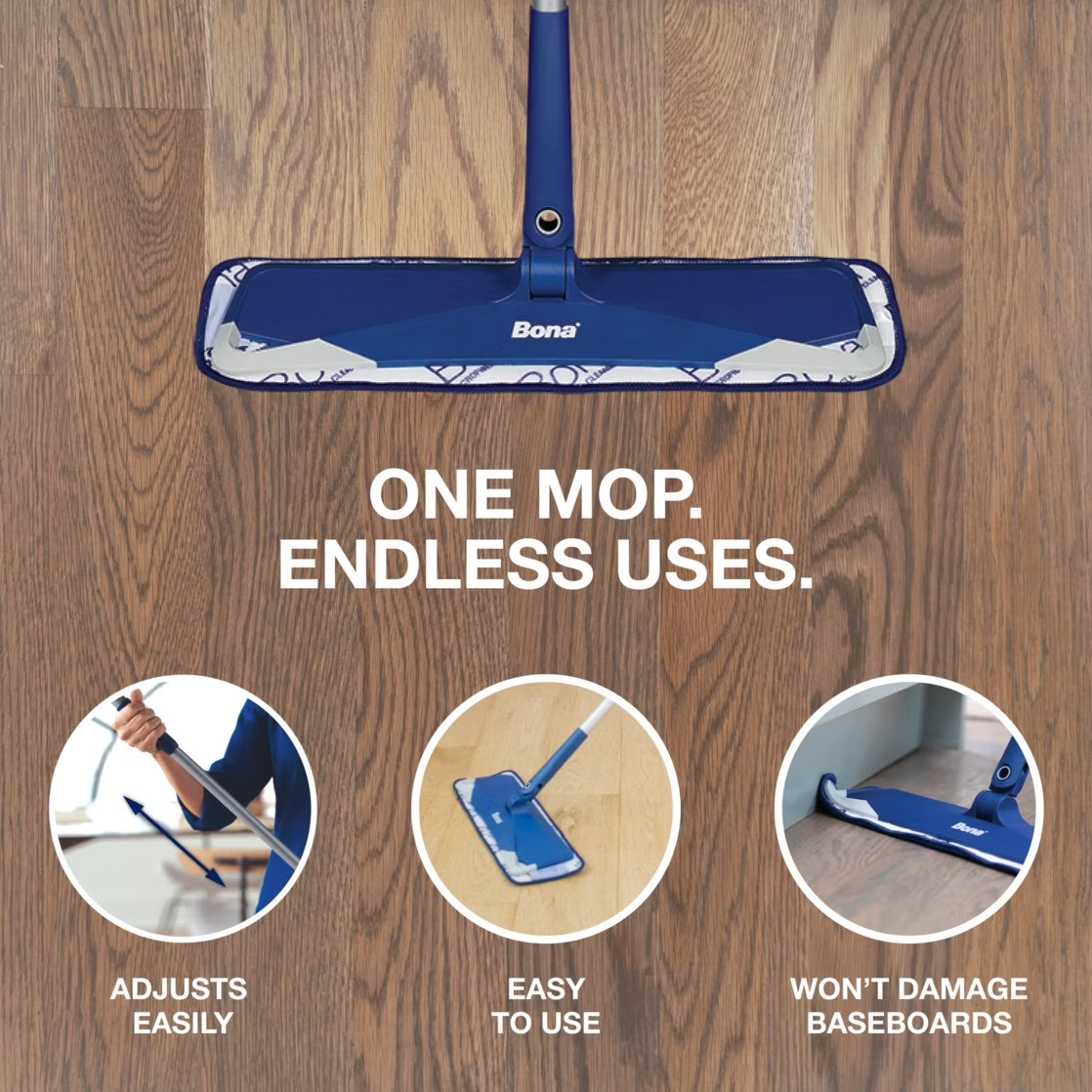 Bona Premium Multi-Surface Sweep & Clean Mop Kit, Reusable Microfiber Pads