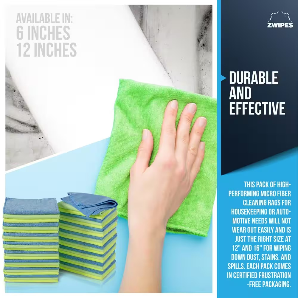 Microfiber Cleaning Cloths, Multi-Colored (48-Pack)