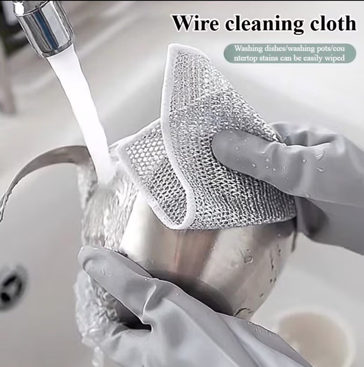 3/6/12 Pcs Multifunctional Non-Scratch Mesh Wire Dish Washing Cleaning Cloth Rag