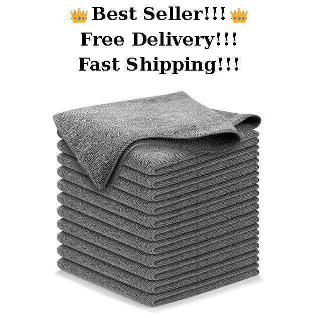 USANOOKS Microfiber Cloths – Grey 12.5×12.5″ – 1200 Washes – Ultra Absorbent