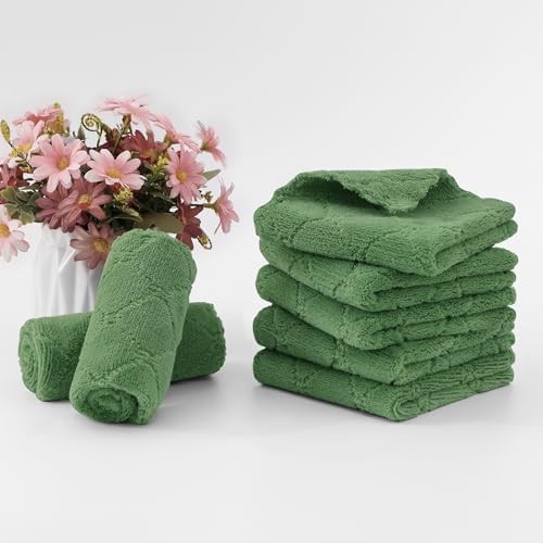 12 Pack Kitchen Dish Cloths (10×10 Inches), 10×10 Inches, Grass Green