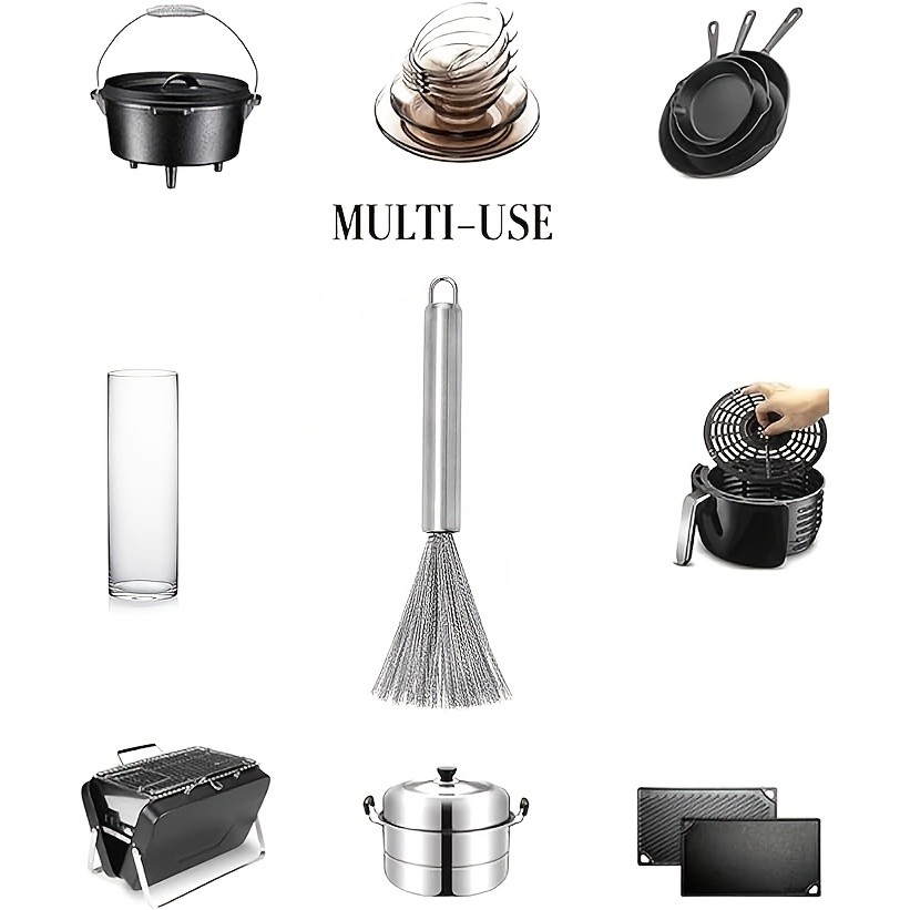 304 Stainless Steel Pot Brush Cleaning Brush Multi-functional Kitchen Wire Brush