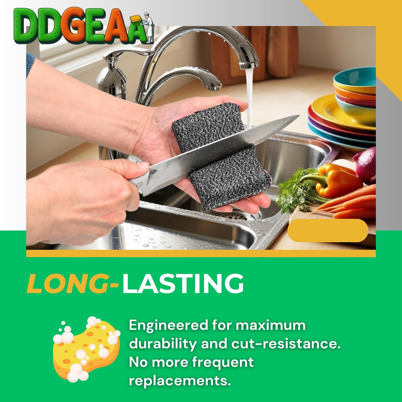 Heavy – Duty Kitchen Sponge – 20 Times More Durable, Scratch Free, Suitable f…