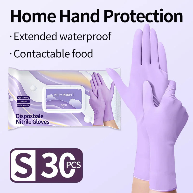 Disposable Nitrile Cleaning Gloves Latex-Free Thicken Extended Cuff Food Glove C