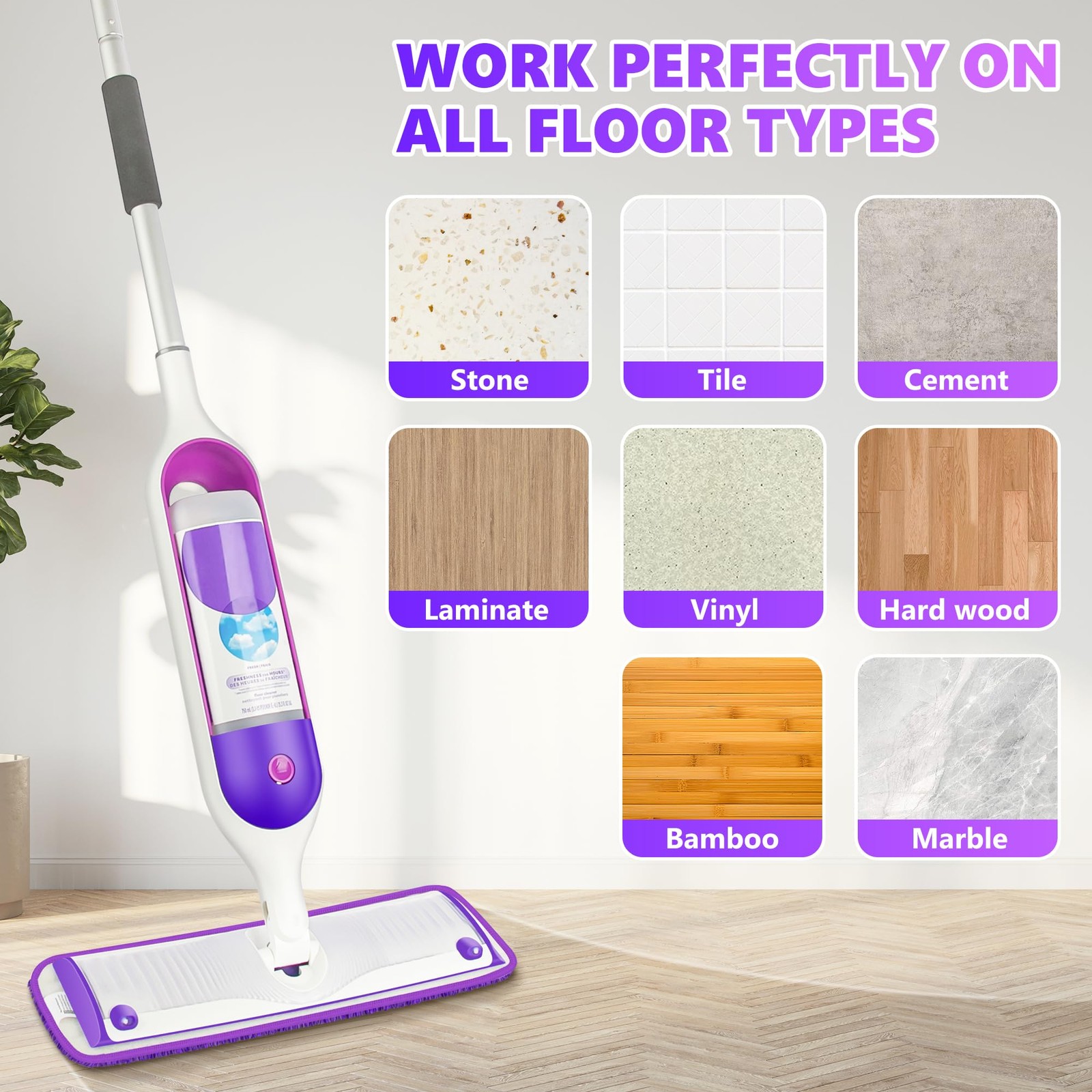 6 Microfiber Mop Pads,Trapping Refills, All Surfaces