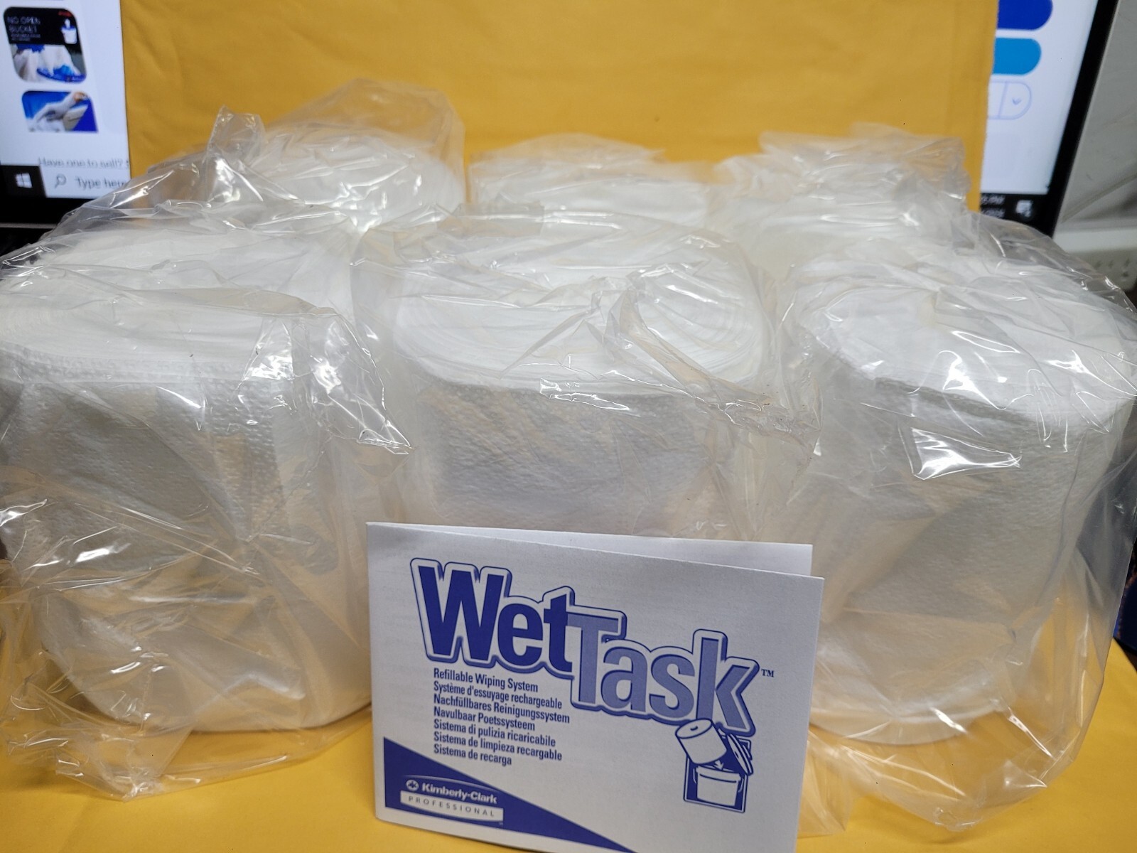 Case of 6 Rolls-Kimtech WetTask Polypropylene Wipers REFILLS, White, 6471