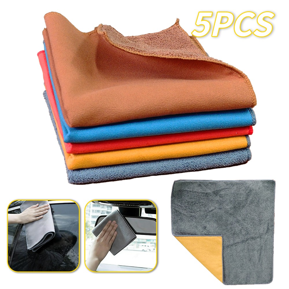 5X Microfiber Cleaning Cloth Towel Rag Car Polishing Detailing No-Scratch Coral