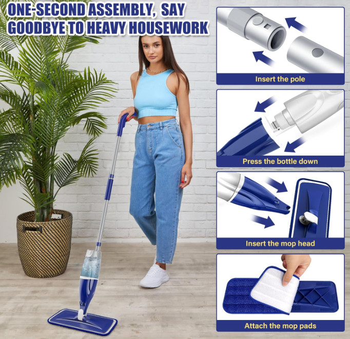 Spray Mop for Floors Cleaning: Wet Dry Hardwood Floor Mops with 4 Washable, New