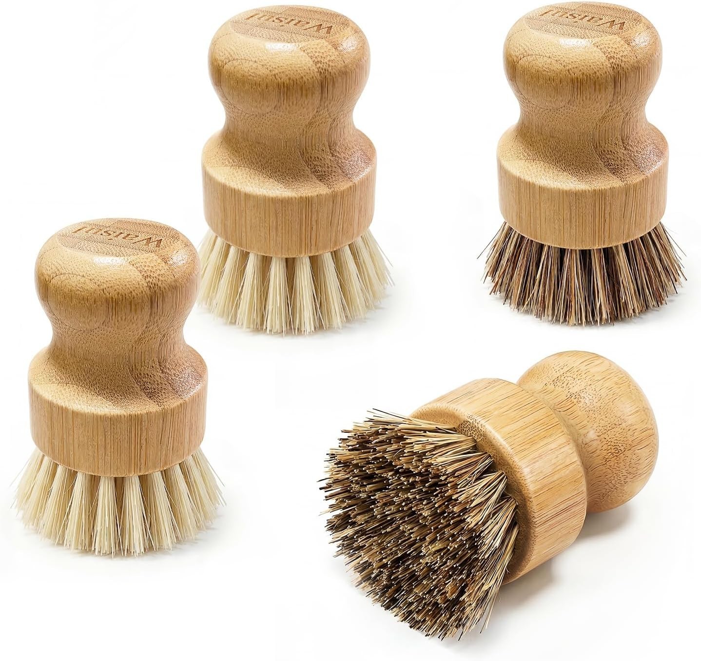Dish Scrubber Brush Set Bamboo 4 Pack Eco Friendly Nonstick Friendly