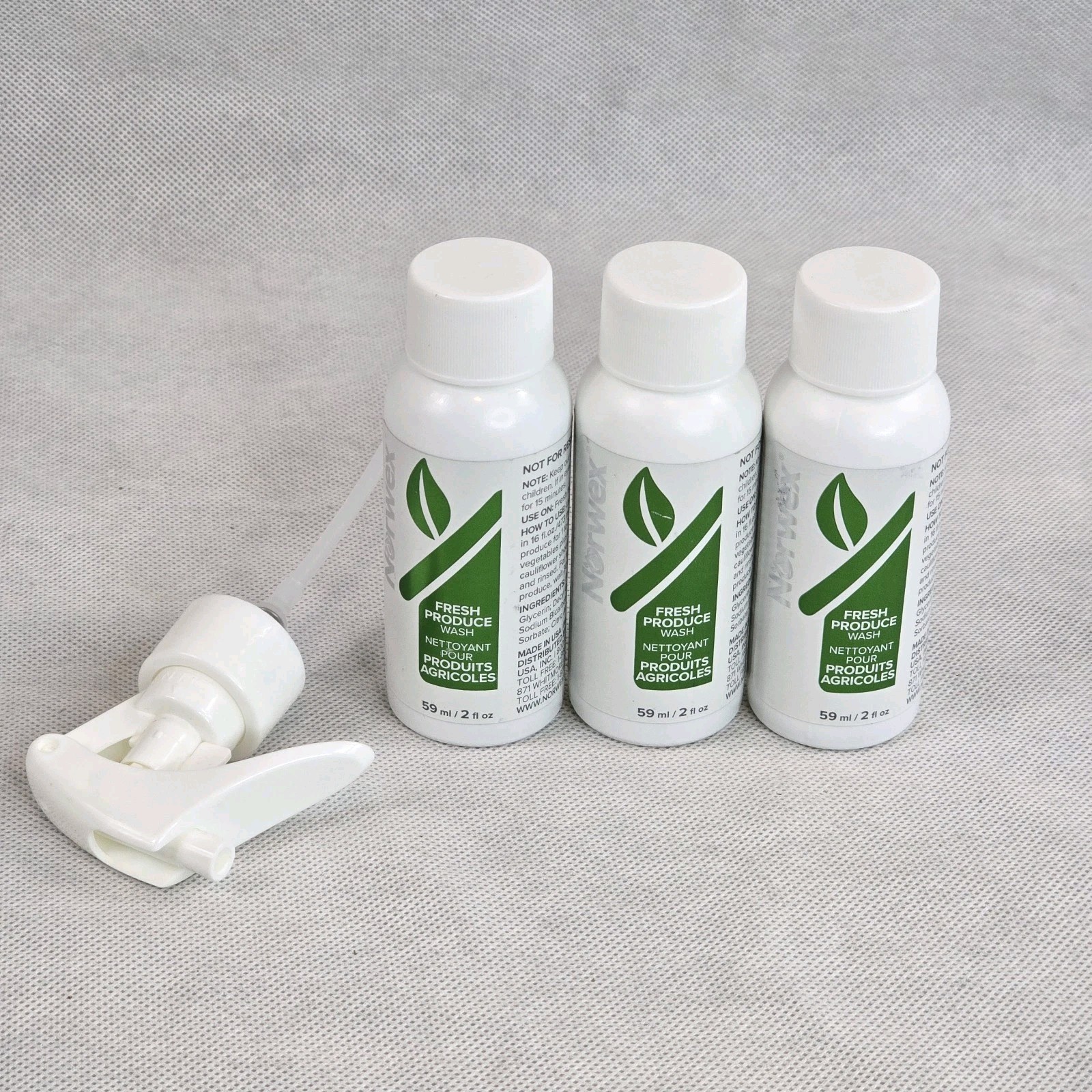 Lot of 3 Norwex Fruit and Veggie 2 oz With Sprayer Produce Wash Vegetable