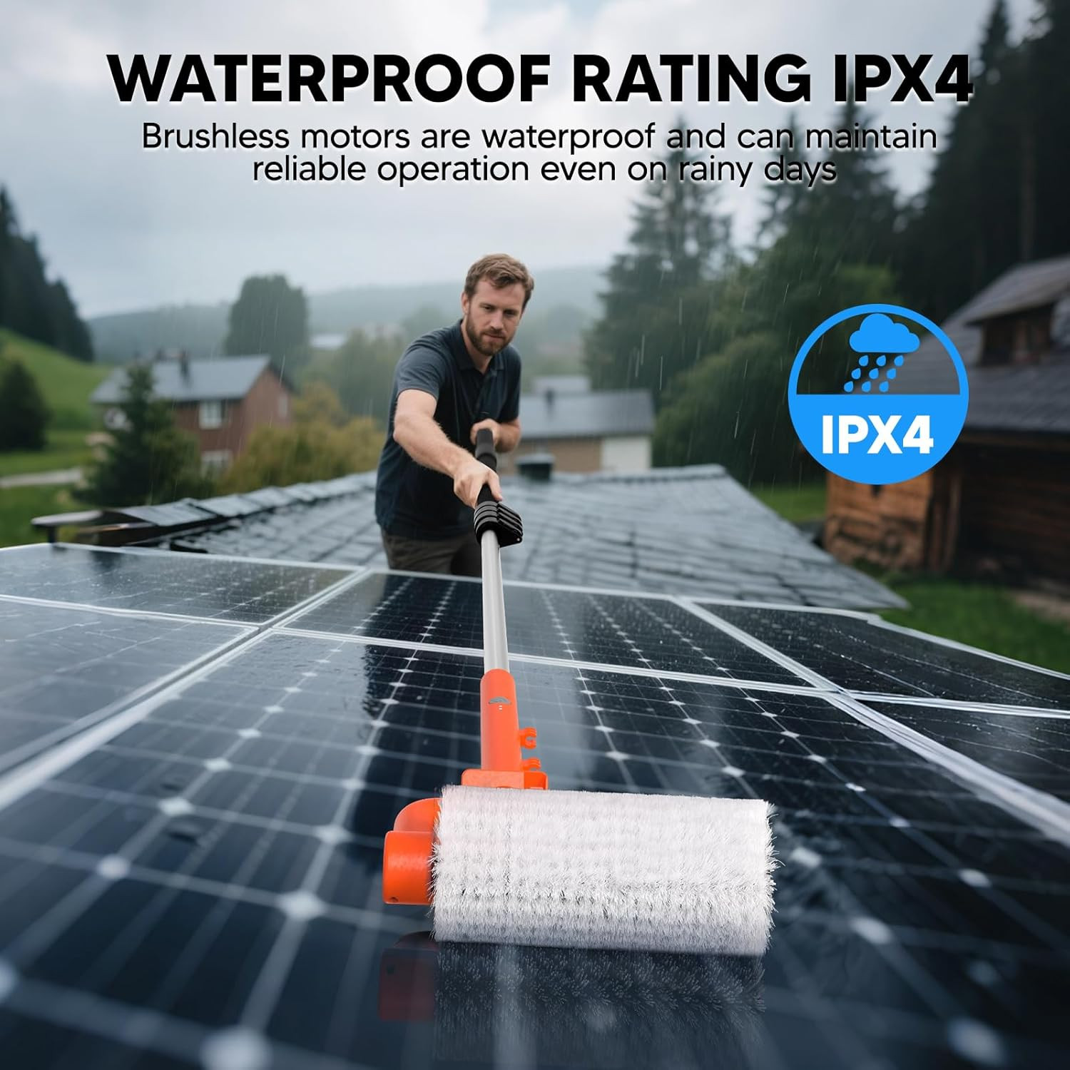 Electric Solar Panel Cleaning Brush and Pole, 20FT Telescopic Cleaning Roller Br
