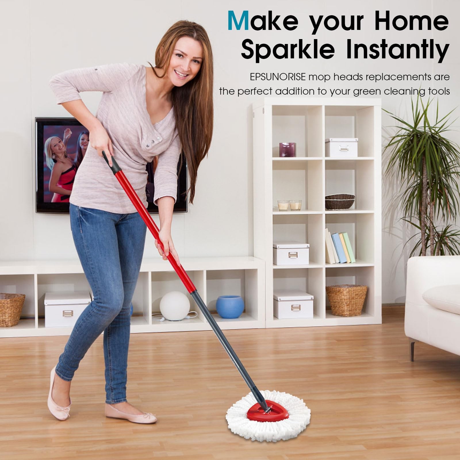 4 Pack Mop Head Replacement O Cedar Spin Mop Microfiber Deep Cleaning White