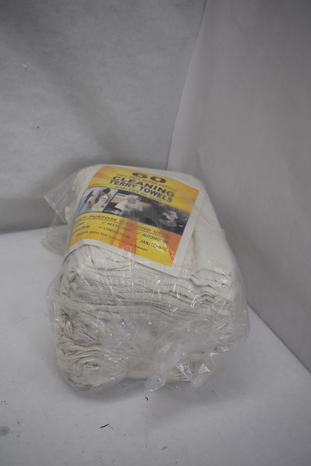 Cleaning Terry Towels 100% Soft Plush Cotton White Multi-Purpose Towels 60 Pack