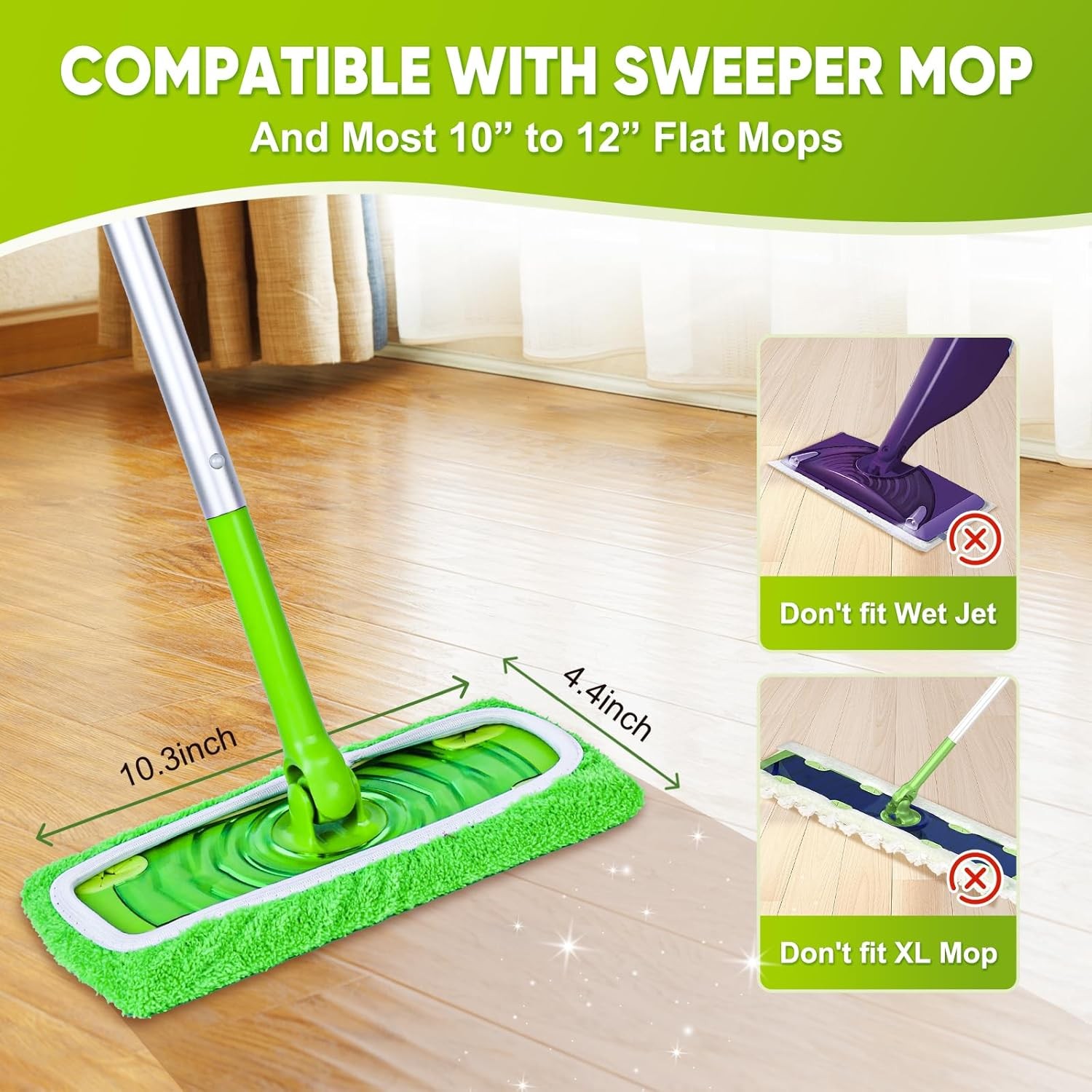 6Pack Reusable Mop Pads Compatible with Sweeper Mop -100% Coral Fleece Washable