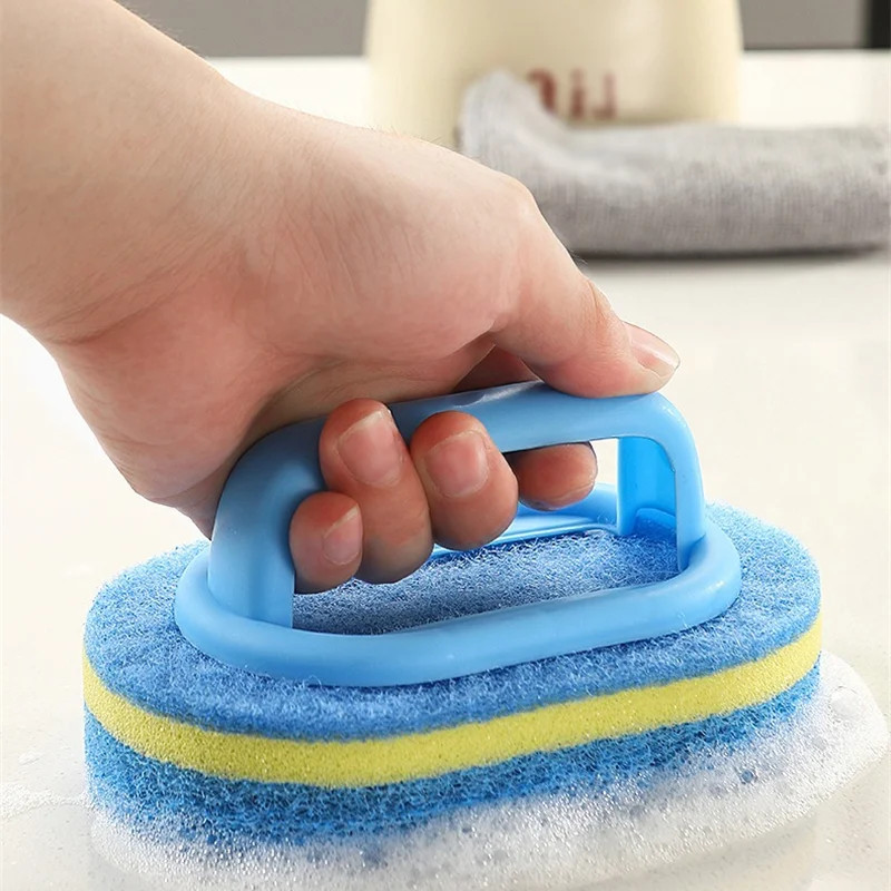 6/3/1Pcs Household Cleaning Brush with Handle Sponge High-Density Thick Scouring