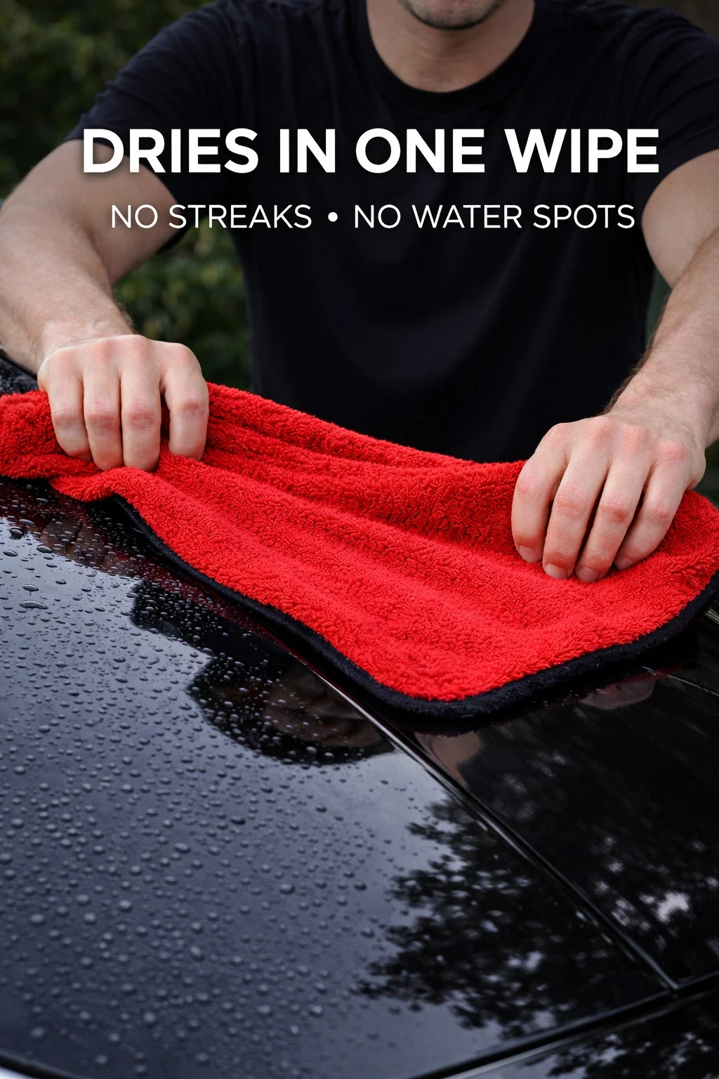Microfiber Car Drying Towel 15x24in Gray Red Twisted Terry Ultra Absorben