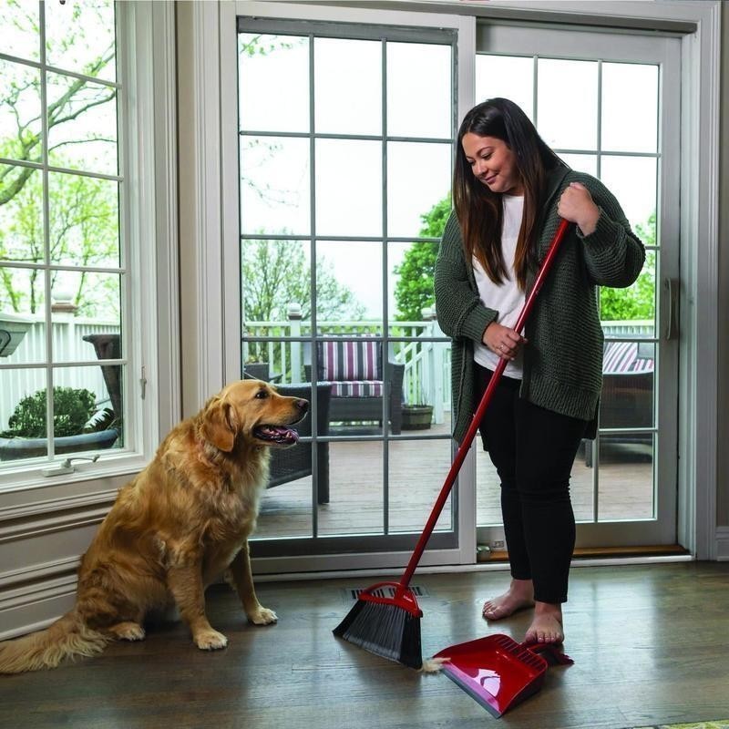 Pet Pro Power Corner Broom W/ Step On Dust Pan Anti-Static Hair Cleaning Tool US