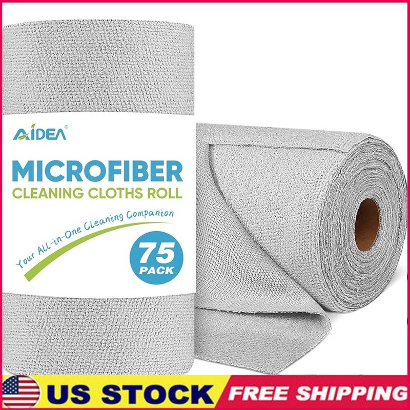Microfiber Cleaning Cloths Tear-Away Rolls Lint-Free High Absorbency 75 Count US