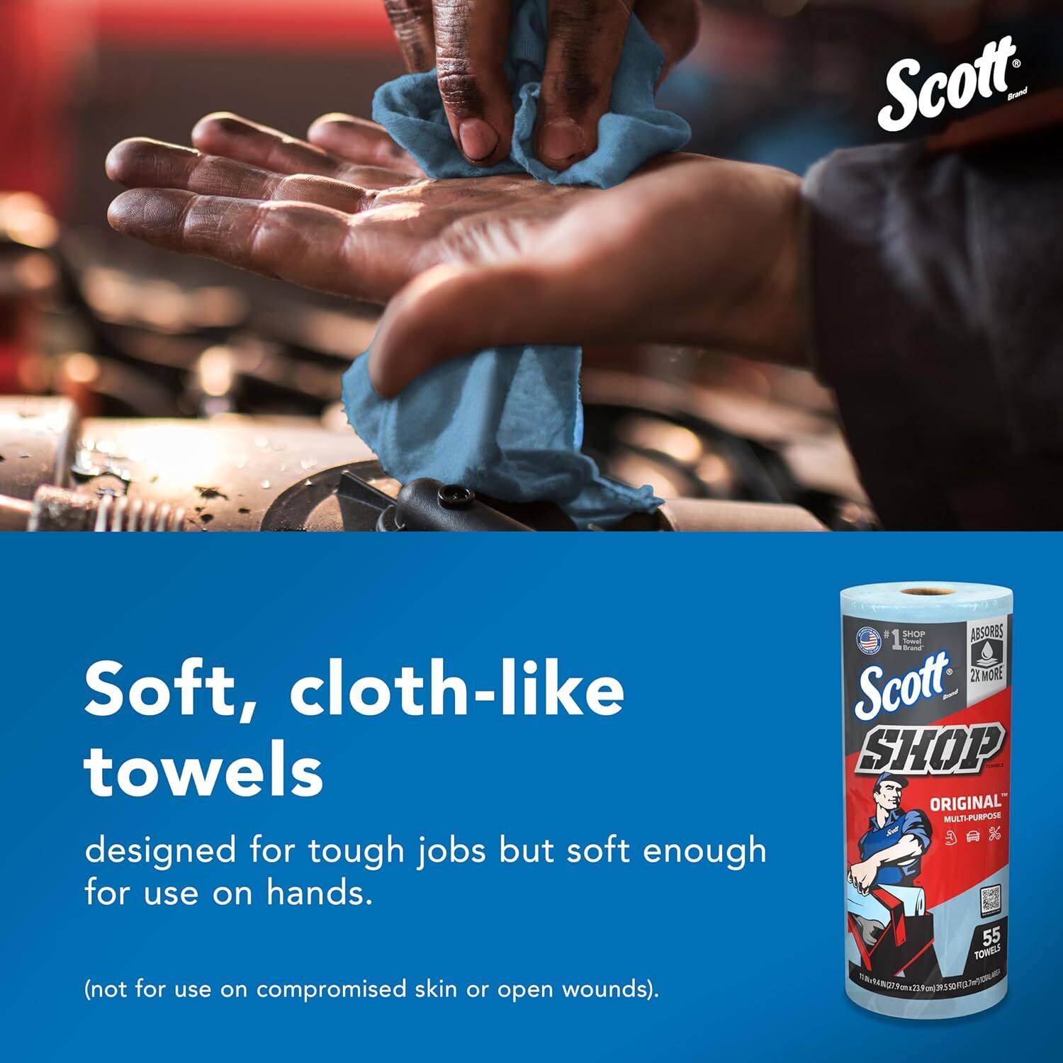 Scott Shop Towels Original (75130) Blue Shop Towels 1 Roll/Pack 12 Packs/Case US