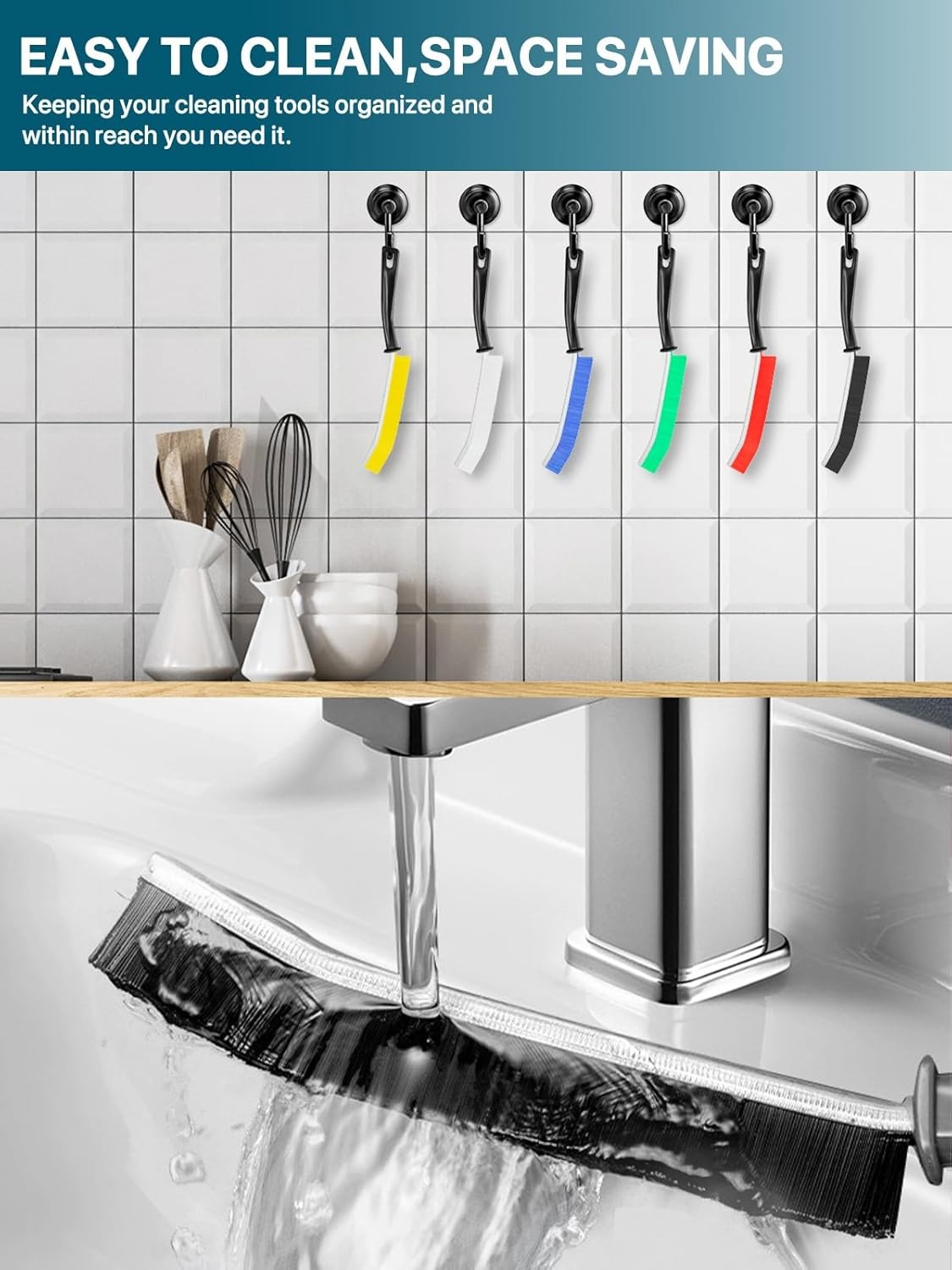 6Pcs Hard Bristle Crevice Cleaning Brush, Multifunctal Premium Crevice